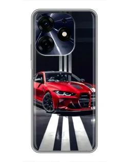 Чехол для TECNO Spark 10c с картинкой «Красная BMW на дороге»