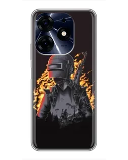 Чехол для TECNO Spark 10c с картинкой «PUBG — огненный силуэт»