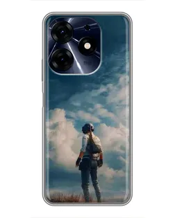 Чехол для TECNO Spark 10c с картинкой «Герой PUBG на скале»