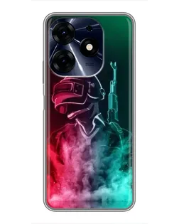 Чехол для TECNO Spark 10c с картинкой «PUBG — огненный воин»