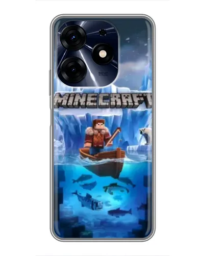 Чехол для TECNO Spark 10c с картинкой «Minecraft ледяной мир»