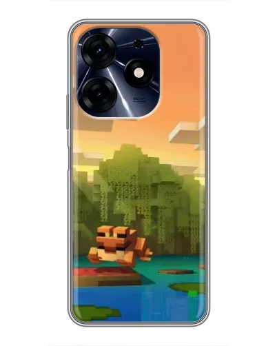 Чехол для TECNO Spark 10c с картинкой «Майнкрафт закат солнца»
