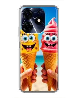 Чехол для TECNO Spark 10c с картинкой «Спанч Боб мороженое»