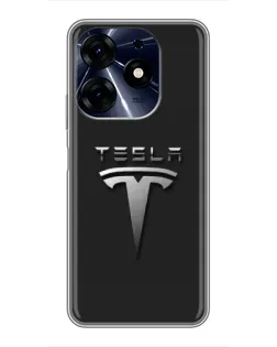 Чехол для TECNO Spark 10c с картинкой «Стальной логотип Tesla»
