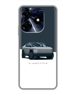 Чехол для TECNO Spark 10c с картинкой «Серебристый Cybertruck Tesla»