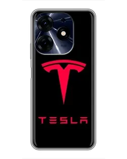 Чехол для TECNO Spark 10c с картинкой «Tesla Red Logo»