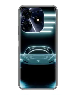 Чехол для TECNO Spark 10c с картинкой «Tesla в неоне»