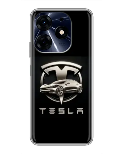 Чехол для TECNO Spark 10c с картинкой «Tesla — серебристое авто» Чехол для TECNO Spark 10c с картинкой «Tesla — серебристое авто»
