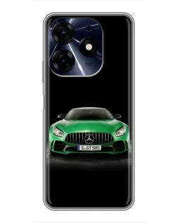 Чехол для TECNO Spark 10c с картинкой «Mercedes — неоновый лого»