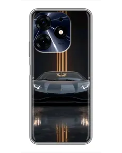 Чехол для TECNO Spark 10c с картинкой «Lamborghini золотые линии»