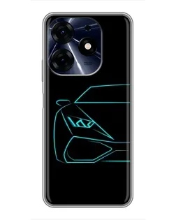 Чехол для TECNO Spark 10c с картинкой «Голубой силуэт Lamborghini»