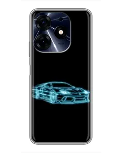 Чехол для TECNO Spark 10c с картинкой «Неоновый контур Lamborghini»