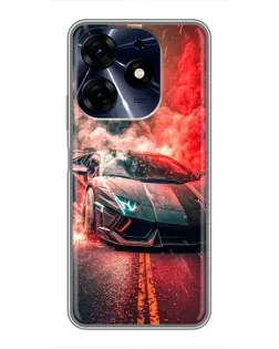Чехол для TECNO Spark 10c с картинкой «Lamborghini красный дым»