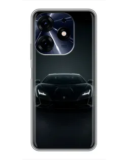 Чехол для TECNO Spark 10c с картинкой «Черный Lamborghini Aventador»