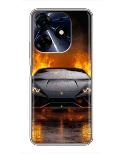 Чехол для TECNO Spark 10c с картинкой «Lamborghini в огне»