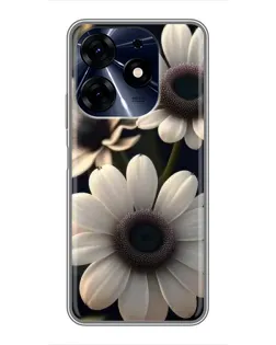 Чехол для TECNO Spark 10c с картинкой «Белые маргаритки макро»