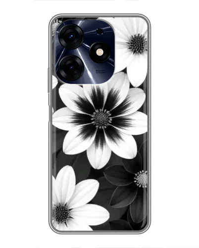 Чехол для TECNO Spark 10c с картинкой «Монохромные астры»