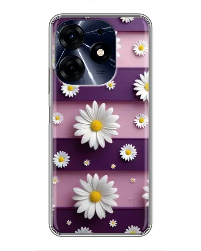Чехол для TECNO Spark 10c с картинкой «Ромашки на фиолетовом»