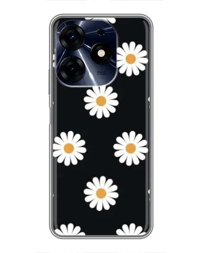 Чехол для TECNO Spark 10c с картинкой «Ромашки на черном»