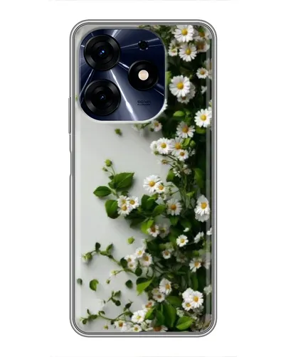Чехол для TECNO Spark 10c с картинкой «Ветка мелких белых цветов»