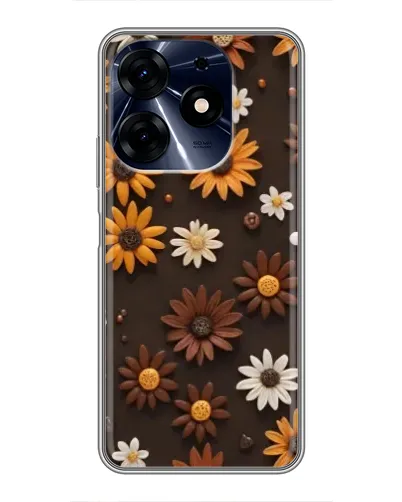 Чехол для TECNO Spark 10c с картинкой «Узор из маленьких подсолнухов»