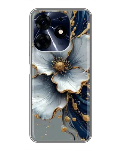 Чехол для TECNO Spark 10c с картинкой «Белый цветок и золотой флюид» Чехол для TECNO Spark 10c с картинкой «Белый цветок и золотой флюид»