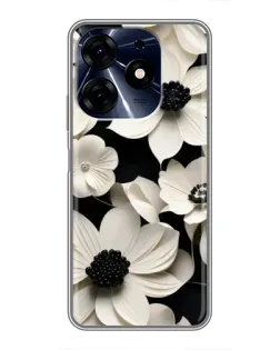 Чехол для TECNO Spark 10c с картинкой «Объемные белые цветы»
