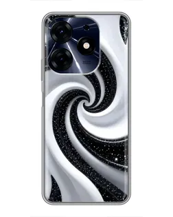 Чехол для TECNO Spark 10c с картинкой «Черно-белая спираль»
