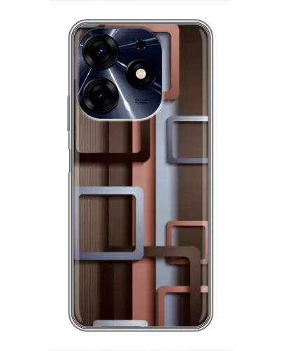 Чехол для TECNO Spark 10c с картинкой «Коричневые объемные квадраты»