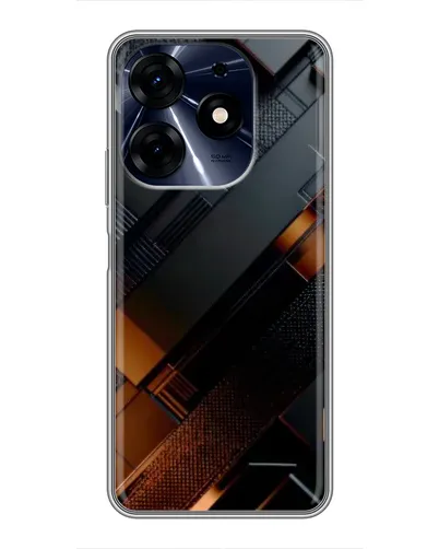 Чехол для TECNO Spark 10c с картинкой «Черные геометрические блоки»