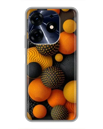 Чехол для TECNO Spark 10c с картинкой «Объемные оранжевые сферы»