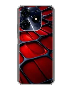 Чехол для TECNO Spark 10c с картинкой «Красная глянцевая сетка»