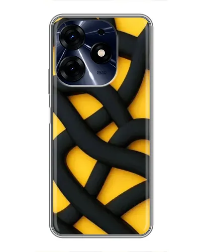 Чехол для TECNO Spark 10c с картинкой «Черное желтое переплетение»