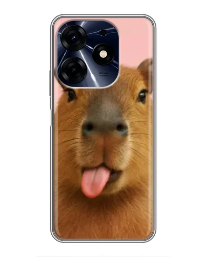Чехол для TECNO Spark 10c с картинкой «Капибара с языком»