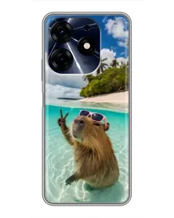 Чехол для TECNO Spark 10c с картинкой «Капибара на море»