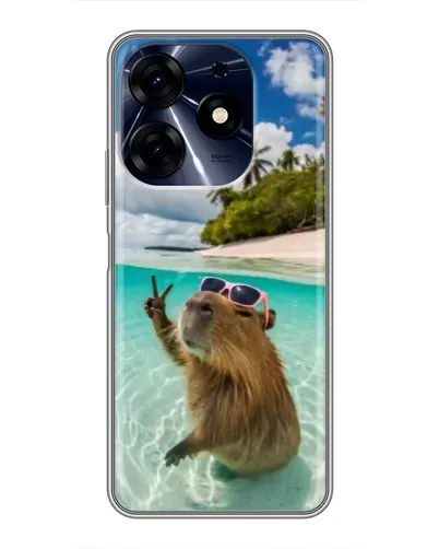 Чехол для TECNO Spark 10c с картинкой «Капибара на море»