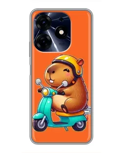 Чехол для TECNO Spark 10c с картинкой «Капибара на скутере»