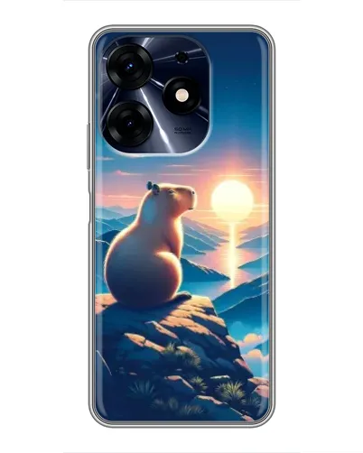 Чехол для TECNO Spark 10c с картинкой «Закат солнца с капибарой»