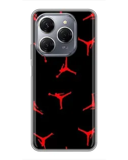 Чохол для TECNO Spark 20 Pro з картинкою «Jordan Red Pattern» Чохол для TECNO Spark 20 Pro з картинкою «Jordan Red Pattern»