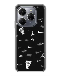 Чехол для TECNO Spark 20 Pro с картинкой «Nike Black Pattern» Чехол для TECNO Spark 20 Pro с картинкой «Nike Black Pattern»