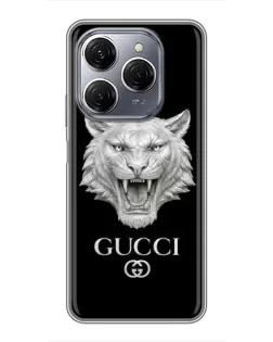 Чехол для TECNO Spark 20 Pro с картинкой «Gucci — серебряный лев» Чехол для TECNO Spark 20 Pro с картинкой «Gucci — серебряный лев»