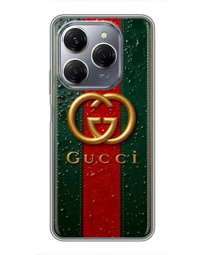 Чехол для TECNO Spark 20 Pro с картинкой «Gucci — фирменная полоса и золото» Чехол для TECNO Spark 20 Pro с картинкой «Gucci — фирменная полоса и золото»