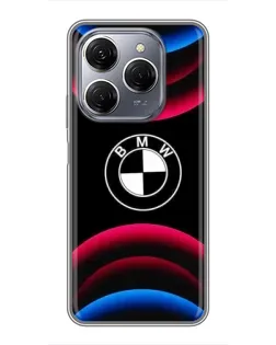 Чохол для TECNO Spark 20 Pro з картинкою «Логотип BMW та неонові дуги»