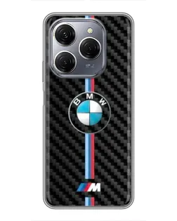 Чохол для TECNO Spark 20 Pro з картинкою «Емблема BMW та карбон»