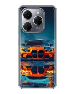 Чохол для TECNO Spark 20 Pro з картинкою «BMW — золота емблема»
