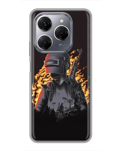 Чехол для TECNO Spark 20 Pro с картинкой «PUBG — огненный силуэт» Чехол для TECNO Spark 20 Pro с картинкой «PUBG — огненный силуэт»
