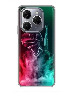 Чехол для TECNO Spark 20 Pro с картинкой «PUBG — огненный воин»