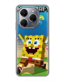 Чехол для TECNO Spark 20 Pro с картинкой «Губка Боб Minecraft» Чехол для TECNO Spark 20 Pro с картинкой «Губка Боб Minecraft»