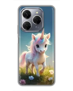 Чехол для TECNO Spark 20 Pro с картинкой «Единорог на поляне»
