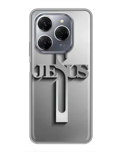 Чехол для TECNO Spark 20 Pro с картинкой «Металлический крест Jesus»